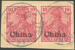DP CHINA 17 Paar BrfStk, ITSCHANG, 22.7.04, Auf Waagerechtem Paar 10 Pf. Reichspost, Prachtbriefstück - China (offices)