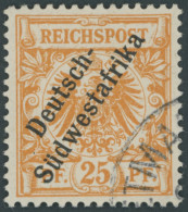DSWA 9a O, 1899, 25 Pf. Gelblichorange, Eckstempel, Pracht, Mi. 500.- - German South West Africa