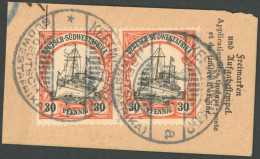 DSWA 28x Paar BrfStk, 1911, 30 Pf. Dunkelorange/gelbschwarz Auf Chromgelb, Mit Wz., Im Waagerechten Paar Auf Postabschni - Duits-Zuidwest-Afrika