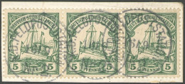 DSWA 12 BrfStk, K.D. FELDPOSTSTATION Nr. 2, 16.9.05, Auf Postkartenabschnitt Mit 3x 5 Pf., Pracht - Africa Tedesca Del Sud-Ovest