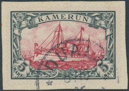 KAMERUN 19 BrfStk, 1900, 5 M. Grünschwarz/rot, Ohne Wz., Stempel DUALA, Prachtbriefstück, Gepr. U.a. Bothe, Mi. 600.- - Cameroun