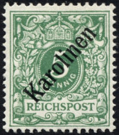 KAROLINEN 2I , 1899, 5 Pf. Diagonaler Aufdruck, Falzreste, Pracht, Gepr. Bothe, Mi. 750.- - Caroline Islands