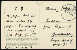 MSP VON 1914 - 1918 235 (2. Halbflottille Der Handelsschutzflottille), 4.10.1916, Feldpost-Künstlerkarte Nach Charlotten - Schiffahrt