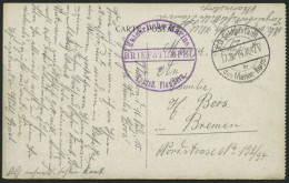 MSP VON 1914 - 1918 (Torpedobootflottille FLANDERN), 17.8.1915, Violetter Briefstempel Und FP-Stempel B, Feldpost-Ansich - Schiffahrt