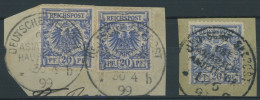 DEUTSCHE SCHIFFSPOST DR 48d BrfStk, 1899, OST ASIATISCHE HAUPTLINIE, 2 Briefstücke, Feinst/Pracht, Gepr. Steuer - Maritime