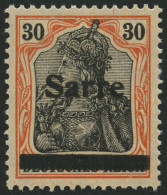 SAARGEBIET 10yI , 1920, 30 Pf. Dunkelrotorange/schwarz Auf Orangeweiß, Type I, Falzrest, Pracht, Kurzbefund Braun, Mi. 2 - Otros & Sin Clasificación