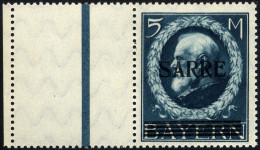 SAARGEBIET 30L , 1920, 5 M. Bayern-Sarre Mit Anhängendem Leerfeld, Pracht, Gepr. Burger, Mi. 3000.- - Otros & Sin Clasificación