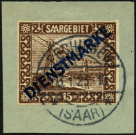 SAARGEBIET D 4IU BrfStk, 1922, 15 C. Diagonaler Aufdruck, Ungezähnt, Mit Rückdatiertem Stempel FECHINGEN, Prachtbriefstü - Andere & Zonder Classificatie