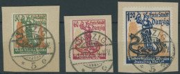 FREIE STADT DANZIG 90-92 BrfStk, 1921, Tuberkulose-Woche Je Auf Briefstück Mit Stempeln DANZIG 5e , Prachtsatz, Endwert  - Oblitérés