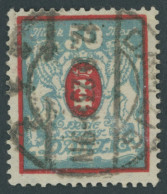 FREIE STADT DANZIG 127YF O, 1923, 50 M. Mittelgrünlichblau, Wz. 4 (Fliesen), Ohne Rosettenunterdruck, Pracht, Gepr. Grub - Oblitérés