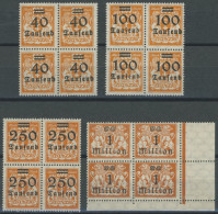 FREIE STADT DANZIG 158-60,163 VB , 1923, 40 - 250 T Und 1 Mio. Auf 10000 M. In Viererblocks, Postfrisch, Pracht, Mi. 294 - Mint