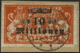 FREIE STADT DANZIG 168 BrfStk, 1923, 10 Mio. Auf 1 Mio. M. Rotorange, Normale Zähnung, Prachtbriefstück, Gepr. Kniep Und - Usados