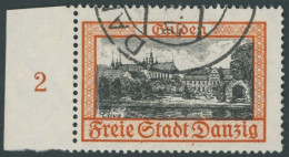 FREIE STADT DANZIG 297 O, 1938, 1 G. Gelblichrot/schwarz, Wz. 5, Linkes Randstück, Pracht, Gepr. Gruber, Mi. (140.-) - Oblitérés