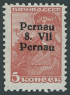 PERNAU 5IV , 1941, 5 K. Bräunlichrot Mit Aufdruck Pernau/Pernau, Kurzbefund Löbbering, Mi. 100.- - Besetzungen 1938-45
