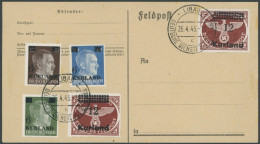 KURLAND 1-4A/B BrfStk, 1945, Freimarken, Beide Zähnungen, Auf Briefstück, Pracht, Mi. 240.- - Ocupación 1938 – 45