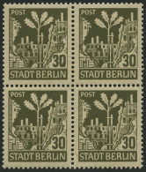 BERLIN UND BRANDENBURG 7Ab VB , 1945, 30 Pf. Schwärzlichbraunoliv, Im Viererblock, Pracht, Gepr. Dr. Jasch, Mi. 160.- - Berlino & Brandenburgo