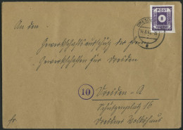 OST-SACHSEN 44c BRIEF, 1945, 8 Pf. Lebhaftgrauviolett, Einzelfrankatur Auf Brief, Pracht, Gepr. Kunz - Other & Unclassified