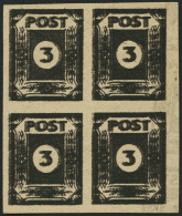 OST-SACHSEN 51cuyDD VB , 1945, 3 Pf. Doppeldruck (schwarz Auf Schwarzbraun), Steigende Papierstreifung, Spargummierung,  - Other & Unclassified