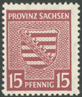 PROVINZ SACHSEN 80Xa , 1945, 15 Pf. Mittellilakarmin, Wz. 1X, Postfrisch, Pracht, Mi. 280.- - Otros & Sin Clasificación