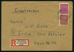 PROVINZ SACHSEN 80Ya,84Xa BRIEF, 1945, 40 Pf. Dunkellilarosa, Wz. 1X Und 15 Pf. Mittellilakarmin, Wz. 1Y, Auf Einschreib - Otros & Sin Clasificación