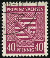 PROVINZ SACHSEN 84YcII O, 1945, 40 Pf. Dunkelbräunlichlila, Wz. 1Y, Mit Abart Bildrand Rechts Unten Beschädigt, Pracht,  - Sonstige & Ohne Zuordnung