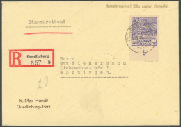 PROVINZ SACHSEN 89A BRIEF, 1946, 42 Pf. Wiederaufbau, Gezähnt, Unterrandstück, Einzelfrankatur Auf Einschreibbrief Aus Q - Sonstige & Ohne Zuordnung