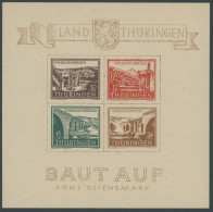 THÜRINGEN Bl. 4a , 1946, Brückenblock, Type II, Postfrisch, Pracht, Mi. 450.- - Altri & Non Classificati