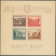 THÜRINGEN Bl. 4a , 1946, Brückenblock, Type III, Postfrisch, Pracht, Mi. 450.- - Altri & Non Classificati