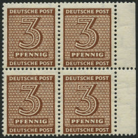 WEST-SACHSEN 126Yd VB , 1948, 3 Pf. Orangebraun, Wz. 1Y, Randviererblock, Pracht, Gepr. Ströh, Mi. 120.- - Altri & Non Classificati