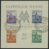 WEST-SACHSEN Bl. 5Ya O, 1946, Block Leipziger Messe, Wz. 1Y, Type VI, Sonderstempel, Pracht, Mi. 350.- - Andere & Zonder Classificatie
