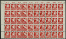 DDR 335vaXII , 1953, 30 Pf. Rot Engels, Gestrichenes Papier, Wz. 2XII, 50x Im Bogenteil, Pracht, Mi. 1250.- - Gebruikt