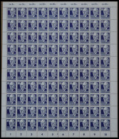 DDR 339vaXI , 1952, 80 Pf. Thälmann, Gestrichenes Papier, Wz. 2XI, Im Bogen (100), Dabei 2x Plattenfehler 339PFIII (Feld - Andere & Zonder Classificatie