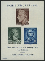 DDR Bl. 12IV , 1955, Block Schiller Mit Abart Vorgezogener Fußstrich Bei J, Pracht, Mi. 60.- - Other & Unclassified