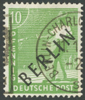 BERLIN 4AF IX O, 1948, 10 Pf. Schwarzaufdruck, Aufdruckfehler B Ausgebrochen, Pracht, Gepr. Schlegel, Mi. 75.- - Other & Unclassified