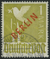BERLIN 33 O, 1949, 1 M. Rotaufdruck, Feinst (Knitterspuren), Gepr. D. Schlegel, Mi. 550.- - Used Stamps
