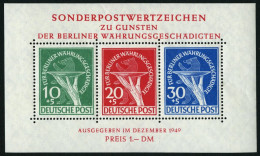 BERLIN Bl. 1 , 1949, Block Währungsgeschädigte, Pracht, Mi. 950.- - Blocks & Sheetlets