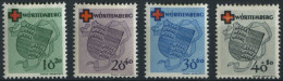 WÜRTTEMBERG 40-43 , 1949, Rotes Kreuz, Falzrest, Prachtsatz, Mi. 80.- - Württemberg