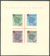 WÜRTTEMBERG Bl. 1I/III , 1949, Block Rotes Kreuz, Type III: Zwei Blaue Schräglinien Rechts Von Der 30, Pracht, Mi. 160.- - Otros & Sin Clasificación