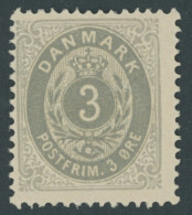DÄNEMARK 22IYAa , 1875, 3 Ø Mattultramarin/grau, Falzrest, Pracht, Mi. 140.- - Andere & Zonder Classificatie