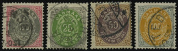 DÄNEMARK 28-31YA O, 1875-77, 20 - 100 Ø, Normaler Rahmen, Wz. 1Y, 4 Prachtwerte, Mi. 157.- - Usado