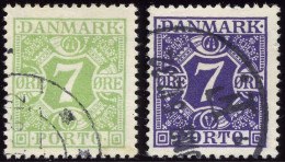 PORTOMARKEN P 12,21 O, 1927/30, 7 Ø Gelbgrün Und Bläulichviolett, 2 Prachtwerte, Mi. 64.- - Andere & Zonder Classificatie