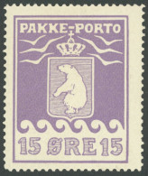 GRÖNLAND - PAKKE-PORTO 8A , 1915, 15 Ø Violett, (Facit P 8I), Falzrest, Pracht - Paketmarken