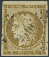 FRANKREICH 1a O, 1850, 10 C. Gelbbraun, Nummernstempel 2310, Pracht, Mi. 400.- - Sonstige & Ohne Zuordnung
