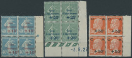 FRANKREICH 226-28 VB , 1927, Staatsschuldentilgungskasse In Randviererblocks, 50 C. Mit Druckdatum, Postfrischer Prachts - Sonstige & Ohne Zuordnung