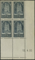 FRANKREICH 256I VB , 1930, 3 Fr. Kathedrale Von Reims, Type I, Im Eckrandviererblock Mit Druckdatum: 15.4.30, Pracht, Fo - Sonstige & Ohne Zuordnung