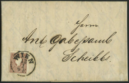 ÖSTERREICH 14Ia BRIEF, 1859, 10 Kr. Braun, Type I, Auf Brief Von WIEN Nach Scheibbs, Pracht - Gebruikt