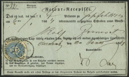 ÖSTERREICH 27 BRIEF, 1864, 10 Kr. Blau Auf Retour-Recepisse Mit Ovalstempel JOSEPHSTADT RECOMMANDIRT, Pracht - Used Stamps