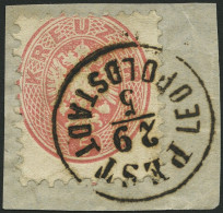 ÖSTERREICH 32 BrfStk, 1863, 5 Kr. Rosa, Ungarischer K1 PEST LEOPOLDSTADT, Prachtbriefstück - Used Stamps