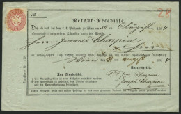 ÖSTERREICH 32 BRIEF, 1864, 5 Kr. Rosa Mit Rotem Recommandirt-Stempel Auf Retour-Recepisse Aus Wien, Pracht - Andere & Zonder Classificatie