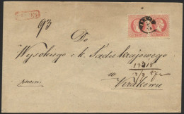 ÖSTERREICH 37I Paar,38I BRIEF, 1872, 5 Kr. Karmin Im Paar Und 10 Kr. Blau (rückseitig), Grober Druck, Mit Fingerhutstemp - Gebraucht